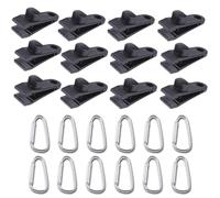 12Pcs Tarp Clips,Heavy Duty Tarp Clips,Tarpaulin Clips with 12Pcs Carabiner Clip for Tents Cover, Awning Outdoor Camping, Hiking Camping,Caravan Canopies