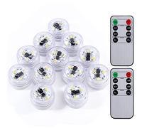 12pcs Tea Lights Candles Submersible LED Lights with Timer, Remote Control, Battery Operated for Halloween Pumpkin, Christmas Decoration, Paper Lantern, Wedding Party Events Table Centerpieces