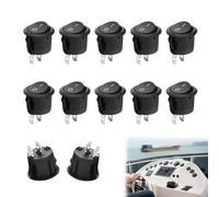 12Pcs Toggle Rocker Switch Set, Black Round ON/OFF Toggle Switches, Mini 2 Pin 12V Switch, Small Light Switches Car Boat Motorcycle Homehold Appliance Electronic Devices