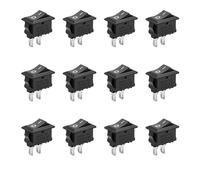 12PCS Toggle Switch, Black Rocker Switch, On/Off Mini Boat Switches with Snap-in Fit, 2 Pins 2 Position, 3A 250VAC,Toggle Press Button Rocker Switches, for Car Auto Boat Household