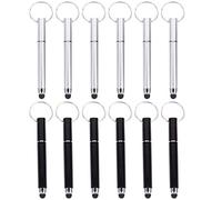 12pcs touch screen ballpoint pen tablet styluses smart keychain ball point pens black touch screen stylus carabiner for keys tablet stylus pen Keyring Capacitive Stylus portable