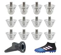 12PCS Transparent Football Boots Studs Replacement Set with Wrench, 8PCS 13mm & 4PCS 16mm Soft Ground Replacement Spikes for Men’s Football Boots, Rugby Studs Compatible with Outdoor Training Shoes