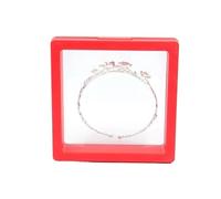 12pcs Transparent PE Film Jewelry Storage Box Antioxidation Color Frame 3D Floating Display Stand Pendant Ring Earring Bracelet Holder For Earring Necklace Bracelet(Red,11cm)