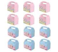 12pcs Treat Box Paper Gift Box Set with Handle, Lollipop Pattern | Birthday and Shower Use, Easy to Install and Carry, Two Styles