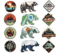 12PCS Trucker Hat Outdoor Camping Bear Iron on Patches,Wild Hiking Climbing Adventure Embroidered Iron on Badges for Clothes,Custom Applique for Hats,Jeans,Jackets,Backpacks,Dress，Clothes DIY Craft