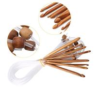 12PCS Tunisian Crochet Hook Set Carbonized Bamboo Needle 1.2m Cable Knitting Yarn Weave Craft