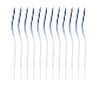 12pcs Twisty Spiral Cake Candles with Holders, Twist Slim Long Birthday Cake Candles Cupcake Decoration with Stand for Birthday Party Wedding Anniversary (Blue Gradient)