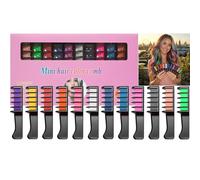 12PCS Ultimate Brights Washable Hair Colour Comb Set - Temporary Rainbow Hair Chalks for Ombre Blending, Festival Styling, Bold Colour Streaks, Easy Wash-Out & Creative Looks Everyday