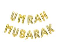 12Pcs Umrah Mubarak Decoration, Umrah Mubarak Balloons, Eid Mubarak Decorations, Gold Foil Letter Balloons for Ramadan Muslim Eid Umrah Mubarak Decoration Party Supplies