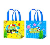 12pcs Under the Sea Party Non-Woven Gift Treat Bags with Handles Jellyfish Flower Bubble Theme Gift Bags for Yellow Cartoon Under The Sea Birthday Party Baby Shower Supplies