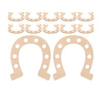 12pcs Unfinished Horseshoe Wooden Slice Ornaments Khaki Rustic | Precut Wood Pieces with Smooth Paintable Surface, Natural Wood Grain Pattern, Easy Hanging Setup for Western Themed Parties