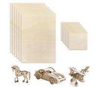 12Pcs Unfinished Plywood Board, 300x200x1.5mm Basswood Sheet, 100x100x1.5mm Blank Craft Wood, Rectangle Thin Wooden Craft Project Cutouts, Basswood Blank Board for Lasercutting Engraving Carving