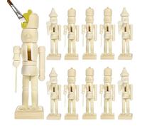 12Pcs Unfinished Wooden Nutcracker 5 Inch Paintable Nutcracker Figures Christmas Ornaments Craft Decoration for Kids Adults