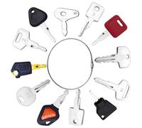 12Pcs Universal Ignition Starter Switch Spare Keys Set, Heavy Duty Plant Dumper Digger Machine Keys, Compatible with JCB/Thwaites/Bobcat/Takeuchi/Hyundai Excavator Tractor Bulldozer