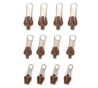 12PCS Universal Zipper Repair Kit, Heavy Duty Zipper Replacement 3 Different Size No Sewing for Repairing Jackets, Luggage, Backpacks (Coffee)