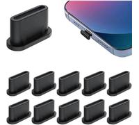 12PCS USB C Dust Plug - USB C Cover - Silicone USB C Port Protector - Charging Port Cap for iPhone 15/16 Plus Pro Max - Samsung S21/S22/S23/S24 Ultra - MacBook Huawei Xiaomi Type-C Devices (Black)