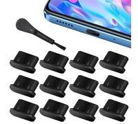 12pcs USB Type C Anti Dust Cap Cover Port Plugs Protector, Silicone USB C Cover Caps, Charging Port Cover Type-C Dust Protectors Stopper with Cleaning Brush for All Type-C Smartphones and Tablets