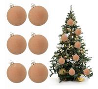 12Pcs Velvet Christmas Baubles Ornaments Sets 2.4Inch Shatterproof Christmas Ball Neutral Rustic Flocked Baubles Decorative Xmas Tree Hanging Balls Decor (12, Khaki)