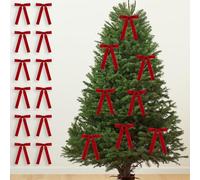 12PCS Velvet Christmas Tree Bow Set, Soft and Textured Material, Easy to Attach, Luxurious Silk-like Velvet Bows for Wreaths, Christmas Decorations and Gifts (Red)