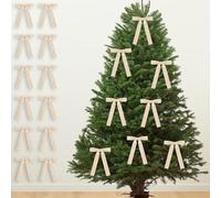 12PCS Velvet Christmas Tree Bow Set, Soft and Textured Material, Easy to Attach, Luxurious Silk-like Velvet Bows for Wreaths, Christmas Decorations and Gifts (Beige)
