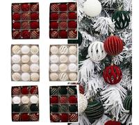 12pcs Velvet Flocked Christmas Tree Ornaments with Hanging Ropes and Metal Buckles, Perfect for Classic Holiday Decor on Various Surfaces (((LM116-6CM2H))