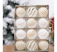 12pcs Velvet Flocked Christmas Tree Ornaments with Hanging Ropes and Metal Buckles, Perfect for Classic Holiday Decor on Various Surfaces ((LM115-6CM))