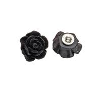 12pcs Velvet Floral Button-Down Cardigan with High Collar, Hand-Sewn Buttons, and Camellia Lining The Interior(2.1cm-Black)