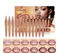 12Pcs Velvet Matte Lipstick Set, Nude to Dark Shades, Long-Lasting,Highly pigmented matte color, smooth creamy glide, waterproof wear, ideal for daily makeup or gifting