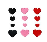 12PCS Versatile Hearts Applique Patches, Embroidered Iron On/Sew on Cute Love Heart Shape Patch Ideal Decoration Patches for Clothing, Dress, Hat, Socks, Jeans & DIY Accessories
