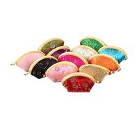 12Pcs Vintage Coin Purse Cloth Bag with Random Colors Patterns Chinese Style Key Change Storage Pouch for Girls for Daily Use School Shopping and Work