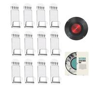 12pcs Vinyl Wall Mount, Vinyl Holder Self-Adhesive Vinyl Record Display Vinyl Shelves No Drill Acrylic Album Storage Hanger Clear Record Wall Mount for Cd Card Collection Home Office Decoration