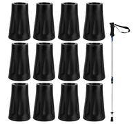 12Pcs Walking Stick Rubbers, Rubber Ferrules for Walking Sticks, Walking Stick Caps, Walking Pole Rubber Tips, Durable Walking Stick Rubber Ends, for Most Asphalt Rock Snow Mud Ground (12 Mm)