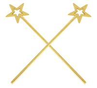 12pcs Wand Glitter Gold Star Fairy Costume Prop | Sparkly Golden Finish, Plastic, Lightweight and Easy to Use, School Events Photo Prop