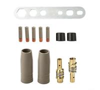 12PCS Welding Nozzle Coating Set for 15AK with Copper Electrode Clips, Contact Tips and Insulators, Designed for Airless NonStick Slag Management (1.2mm)