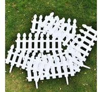 12Pcs White Plastic Picket Fencing Wooden Effect Garden Edging Lawn Border Edge