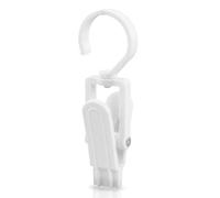 12pcs White Plastic Portable Strong Swivel Hook Multi-functional Clips Laundry Hooks Clothes Pins Hanging Curtain Clips Beach Towel Clips from Blowing Away
