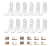 12Pcs White Shelf Brackets, 2x2 Inch L Brackets, Heavy Duty Wall Mounted for Floating Shelves, Home Office Kitchen,with 48 Screws