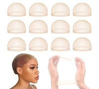 12Pcs Wig Cap Ultra Thin, HD Wig Cap For Lace Front Wig, Stretchy Wig Caps for Women Invisible Wig Caps to Hold Wig in Place, One Size Fits All (Light Brown)