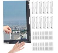 12PCS Window Screen Clips with 12PCS Window Screen Patches Self-Adhesive Retainer Clips Fly Screens Strip Installer for