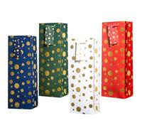 12PCS Wine Gift Bags with Gift Tags,13.7" Dots Bottle Bags for Men Women's Birthday,Valentine's Day,Mother's Day,Father's Day,Weddings,Christmas,Thanksgiving,Halloween, Easter ALL OCCATION
