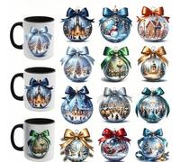 12pcs Winter Christmas Snow Scenery UV DTF Cup Wraps Transfer Waterproof Sticker for Glass Cups Furniture Craft DIY Crafts，Rub on Transfer Stickers for DIY Water Bottle Laptop Decal Wood Car