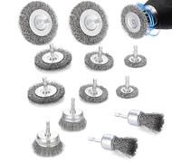 12Pcs Wire Wheel Cup Brush Drills Set, Durable Steel Wire Metal Wheel Brushes, 1/4 Inch Hex Shank Coarse Carbon Steel Wire Wheel, Tube Brush Kit for Cleaning Rust Removing Paint