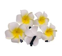 12Pcs Women Hawaiian Foam Flower Plumeria Hair Clip Bohemia Style Hair Barrette Hairpin Hair Accessory for Beach Bridal Wedding Party Holiday(Yellow)