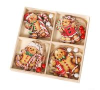 12pcs Wood Christmas Pendants Cute Cookie Design(B)