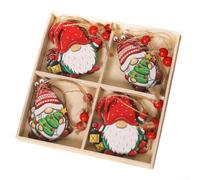 12pcs Wood Christmas Pendants Cute Cookie Design(F)