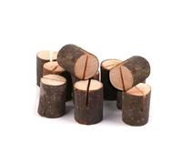 12pcs Wood Clip Memo Stand in Coffee Larch Stump Shape for Notes