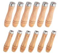 12Pcs Wood File Handles, 6Pcs Large Wood Handle for 10"-12" File and 6Pcs Medium Wood Handle for 6"-8" File, Screwdriver Hand Drill File Handle with Metal Collars, Round Hole Small Wooden Handle
