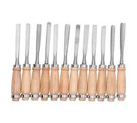 12Pcs Wood Turning Chisels Set, High Speed Steel Wood Groove Parting Tools, 8in Carving Chisels with Wooden Handles for Grinder, Woodworking Carving Accessories