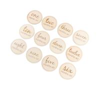 12pcs Wooden Baby Monthly Cards round Beige Keepsake Set | Newborn Photography and Gift Use, Creative Milestone Props, Commemorate Growth, Adorable round Design