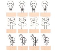 12pcs Wooden Base Memo Clips for Table Numbers, Photo and Place Cards